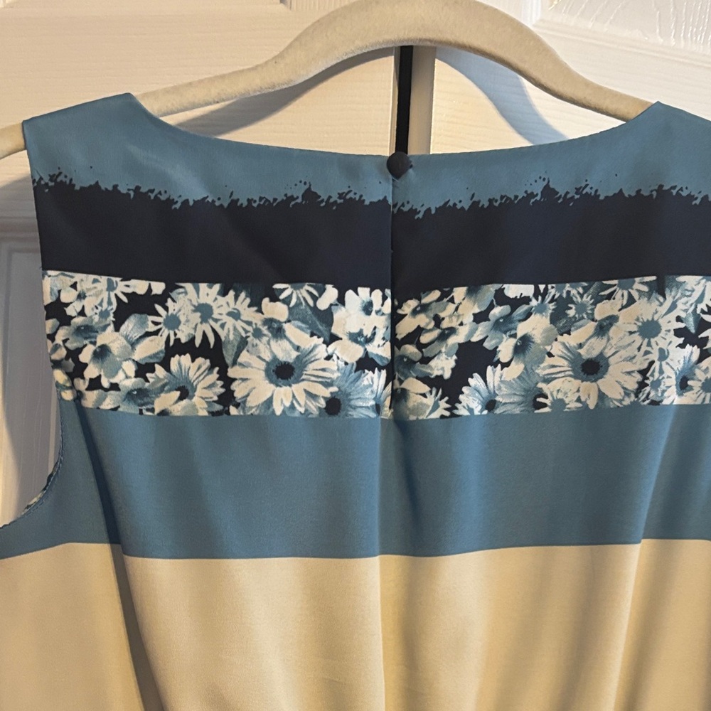 LOFT Elegant Blue Floral Women's sleeveless midi dress size XSP NWOT - Picture 8 of 10
